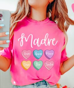 personalized spanish mom shirt with kids names for valentines day pink madre heart tee for da de san valentn pvocj