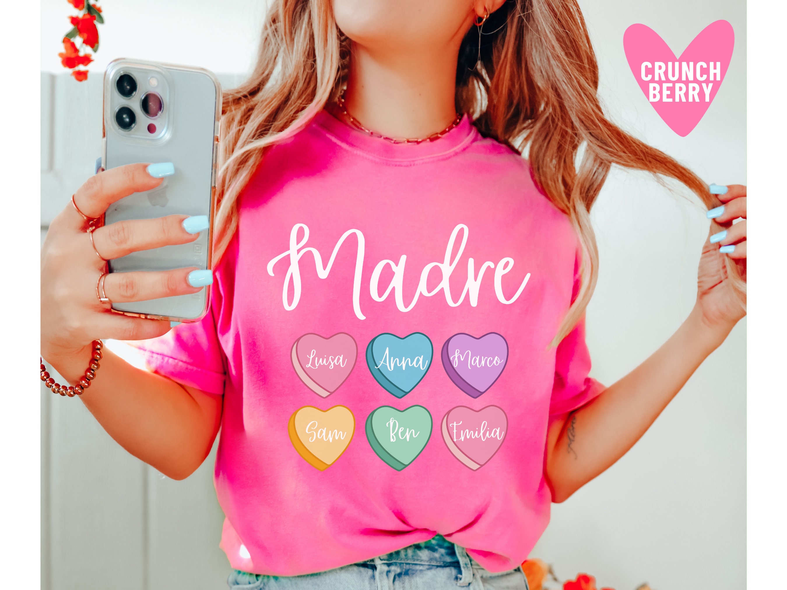 personalized spanish mom shirt with kids names for valentines day pink madre heart tee for da de san valentn pvocj scaled