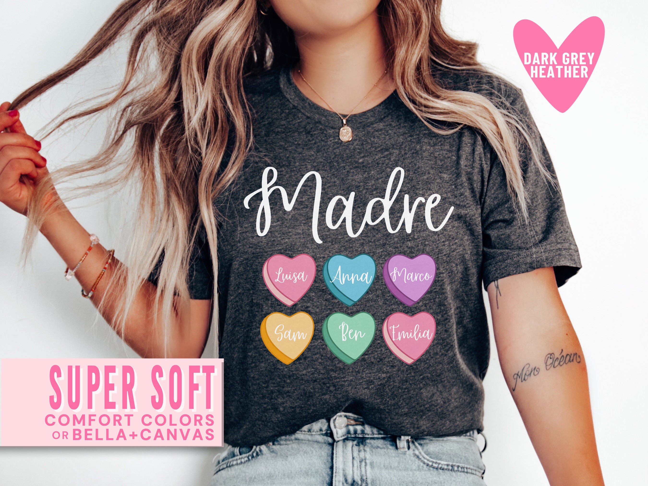 personalized spanish mom shirt with kids names for valentines day pink madre heart tee for da de san valentn qy2qa scaled