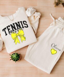 personalized tennis mom sweatshirt and sweatpants custom sports apparel for game day with kids name 4garp