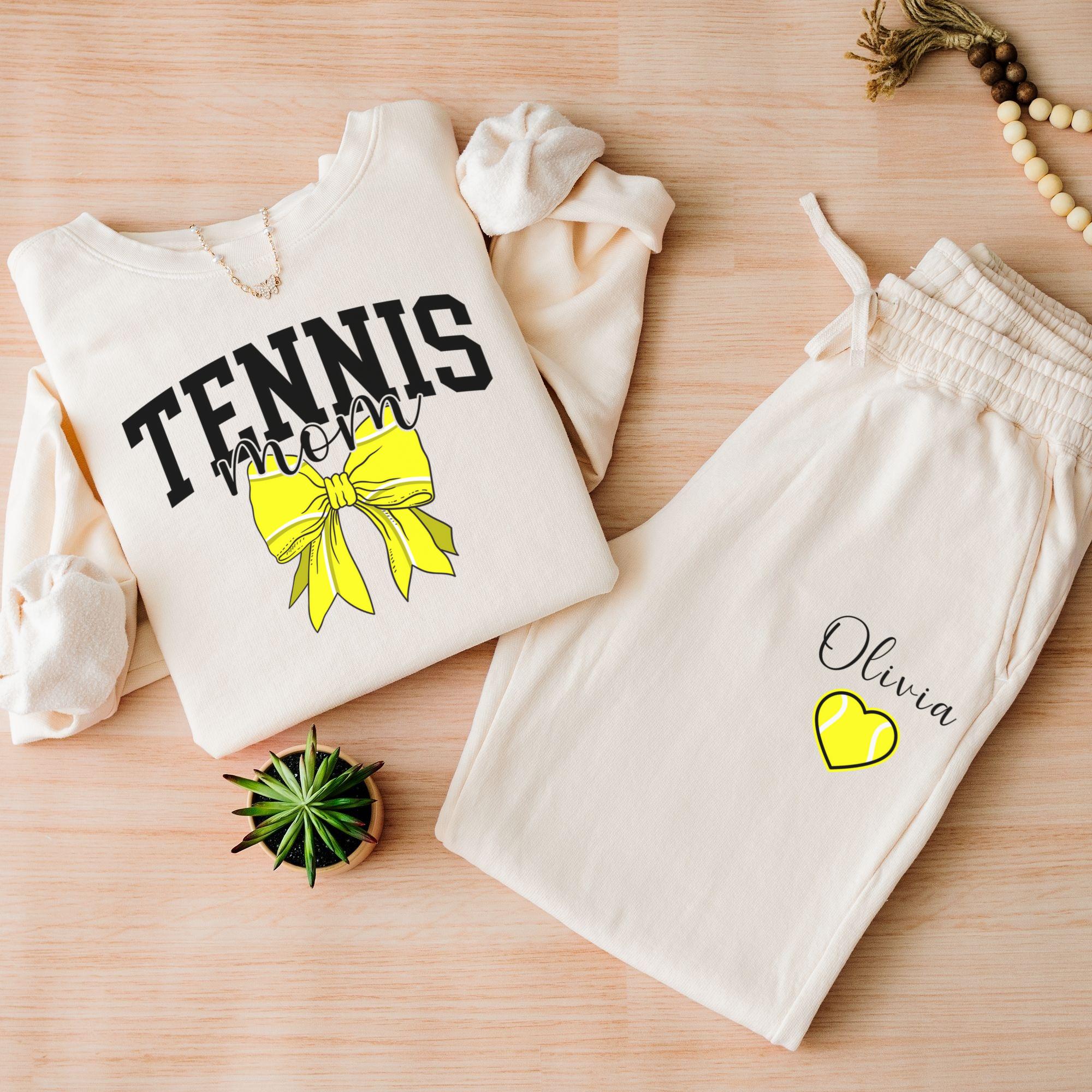 personalized tennis mom sweatshirt and sweatpants custom sports apparel for game day with kids name 4garp