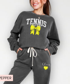 personalized tennis mom sweatshirt and sweatpants custom sports apparel with kids name for game day rj2ga