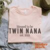 Personalized Twin Grandma Shirt Custom Blessed Nana Gigi Mimi T-shirt Unique Gift for Twin Grandparents Announcement