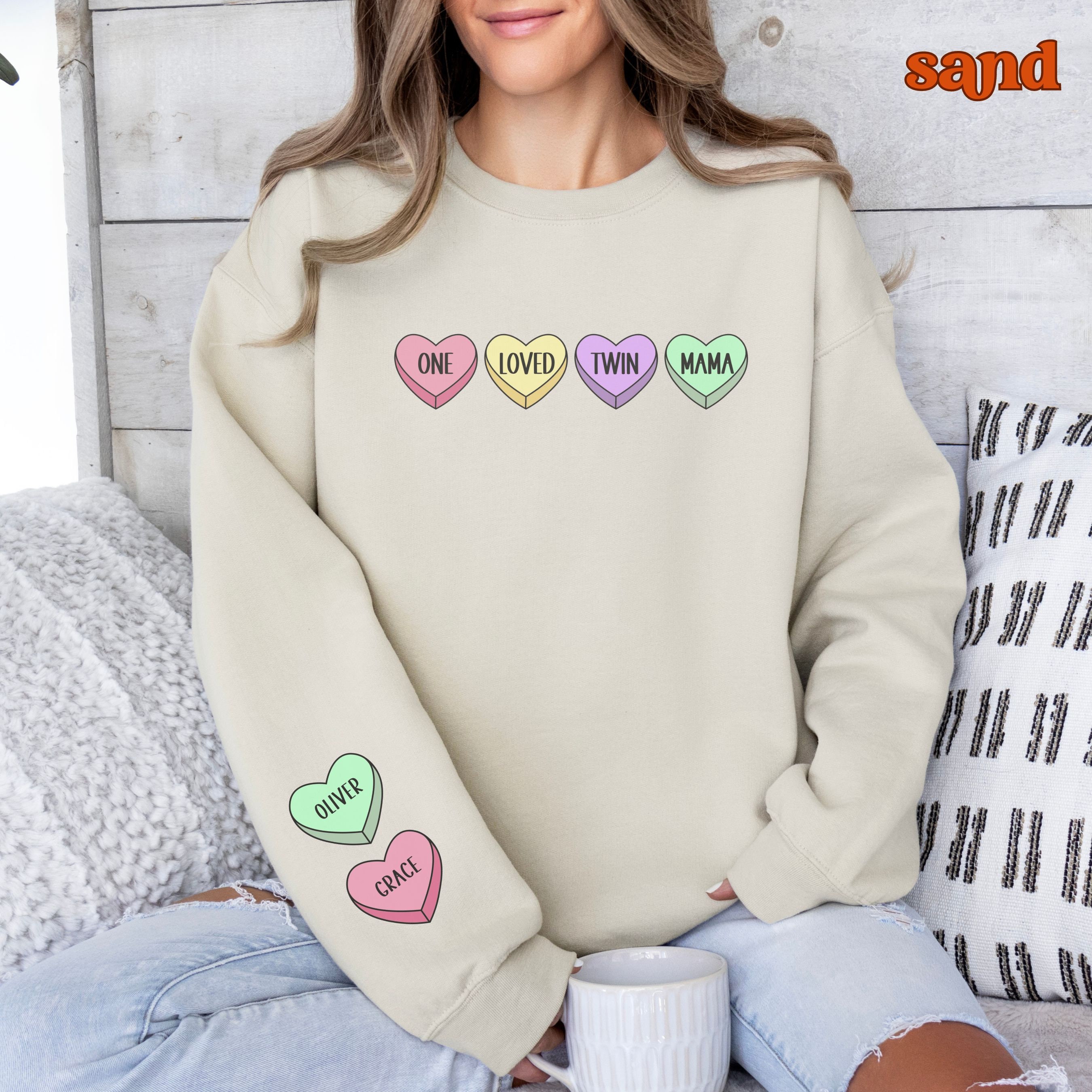 personalized twin mama sweatshirt with kids names custom mom pullover for mothers day and valentines day gifts 8nlhv