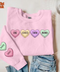 personalized twin mama sweatshirt with kids names on sleeve for mothers day and valentines day custom mom pullover dfizh