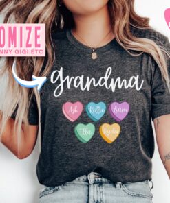 personalized valentines day shirt for grandma mimi nana with grandkid names cute grandma t shirt for valentines day nabht