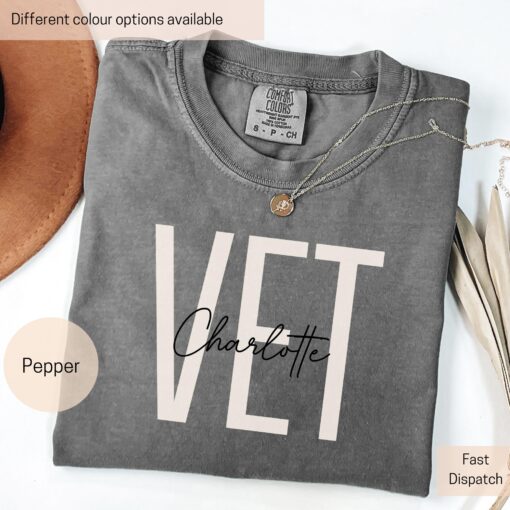personalized veterinarian shirt custom vet tech shirt for veterinary assistants and animal doctors by comfort colors 9mat5