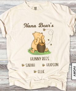 personalized vintage winnie the pooh grandma shirt with grandkids names custom nana tee for mothers day gifts owgfh