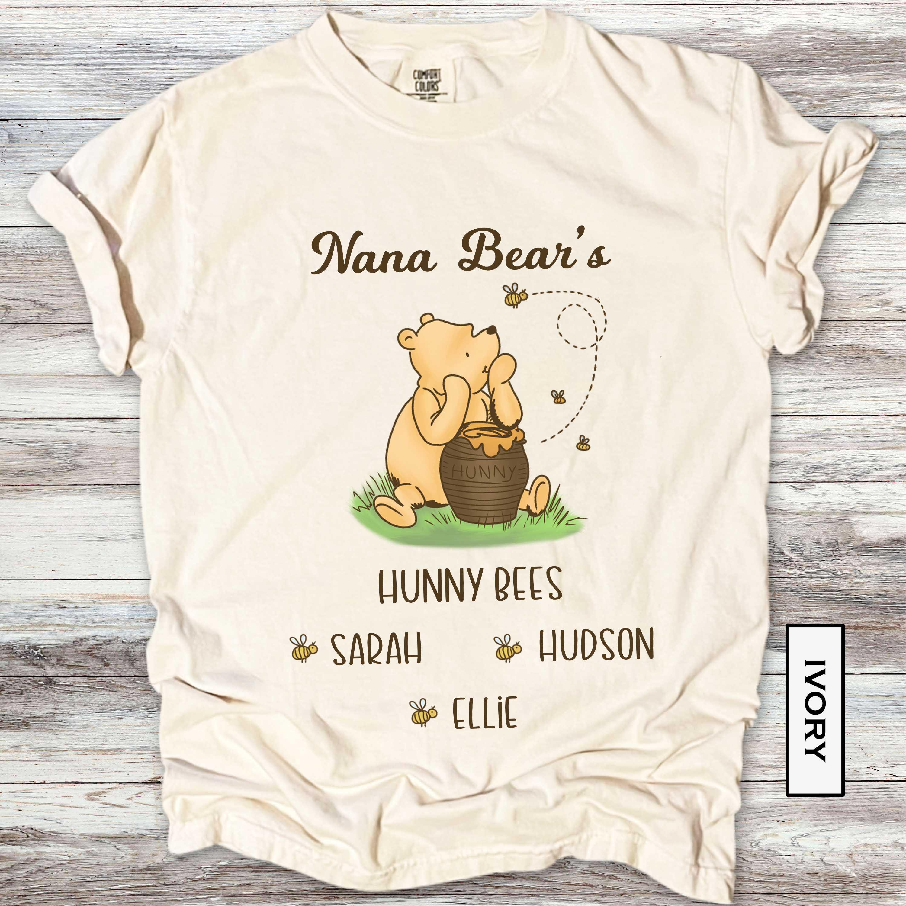 personalized vintage winnie the pooh grandma shirt with grandkids names custom nana tee for mothers day gifts owgfh