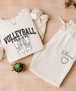 personalized volleyball mom sweatshirt and sweatpants custom sports mom apparel with kids names for unique gifts 7mxaz