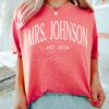 personalized wife shirt custom last name t shirt for brides honeymoon and bridal shower gifts comfort colors mrs tee ccd0g