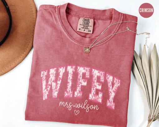 personalized wifey shirt custom floral honeymoon t shirt bridal shower gift fiancee tee toile de jouy new bride shirt 83lpn
