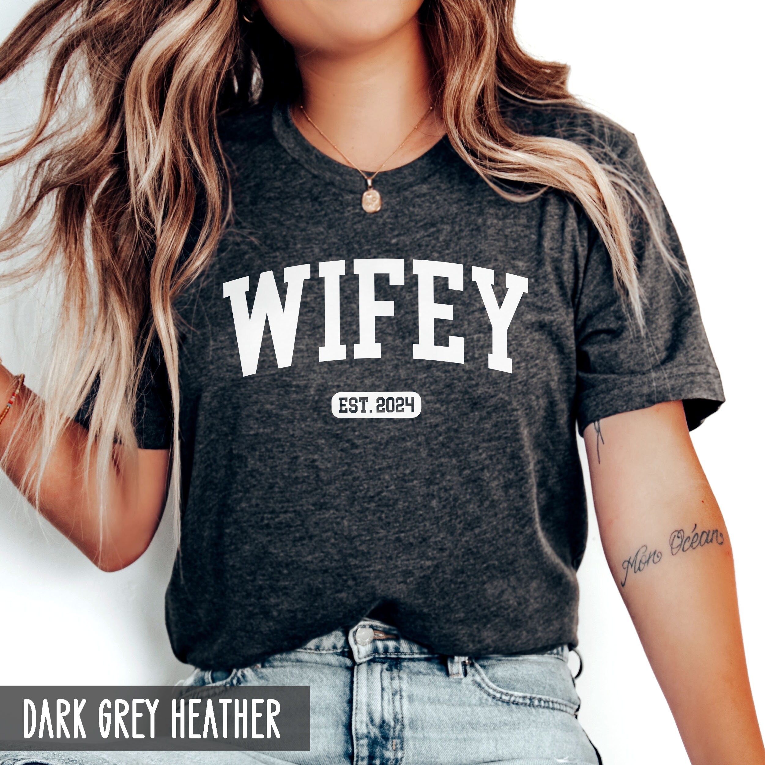 personalized wifey shirt with est year cute anniversary engagement gift for bride to be just married birthday gift for wife 4cyhw