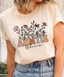 personalized wildflowers auntie shirt custom aunt t shirt new aunt gift for pregnancy announcement and aunt reveal nre2y