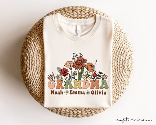personalized wildflowers grandma shirt with grandkids names for mothers day and christmas gifts d0wd7