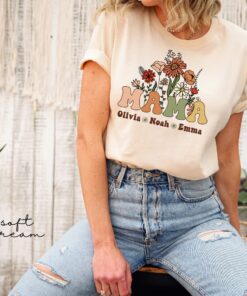 personalized wildflowers mama shirt with kids names for mothers day custom mom t shirt unique gift for moms ng9kg