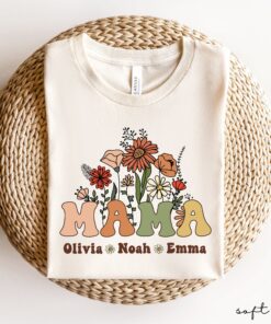 personalized wildflowers mama shirt with kids names for mothers day custom mom t shirt unique gift for moms rgdmp