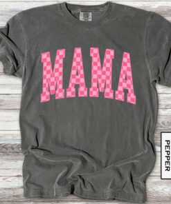 pink check mama shirt vintage style for mothers day retro mom t shirt unique new mom gift comfortable cotton tee eaoyk