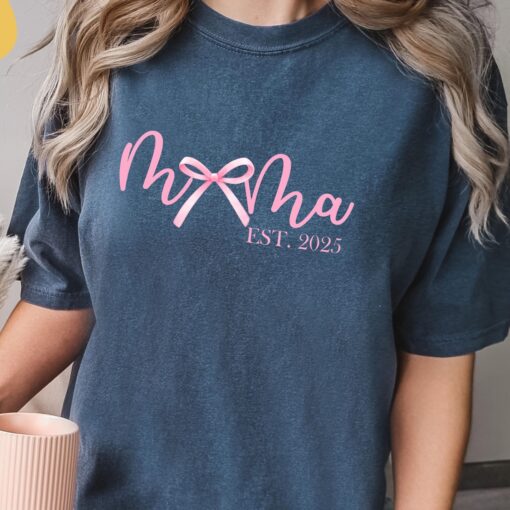 pink ribbon mama t shirt for mothers day cute mama shirt personalized gifts for mom coquette bow design 2025 lgvla scaled