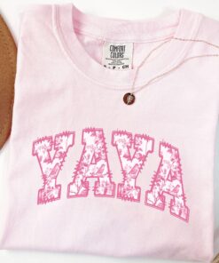 pink toile yaya floral shirt for mothers day personalized gift cute grandma t shirt comfortable yaya tee 4vk1r