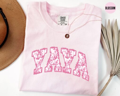 pink toile yaya floral shirt for mothers day personalized gift cute grandma t shirt comfortable yaya tee 4vk1r