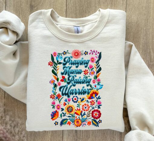 praying mama sweatshirt for moms raising warriors christian mom life floral retro design best mom shirt id8yc