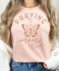 praying moms club t shirt for mothers day cute mom life tee butterfly design trendy shirt for mom to be k0aji