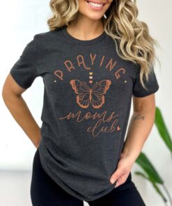 praying moms club t shirt for mothers day cute mom life tee butterfly design trendy shirt for mom to be q5jgg