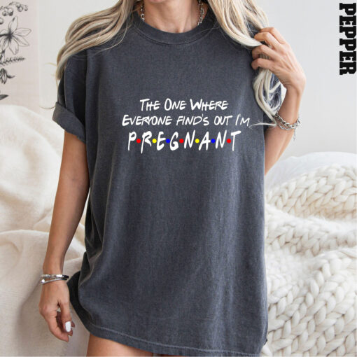 pregnancy announcement shirt the one where everyone finds out im pregnant baby reveal pregnancy reveal tee teqdn scaled