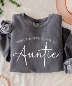 promoted from bestie to auntie sweatshirt for pregnancy announcement gift new aunt shirt unique aunt to be gift eglwg