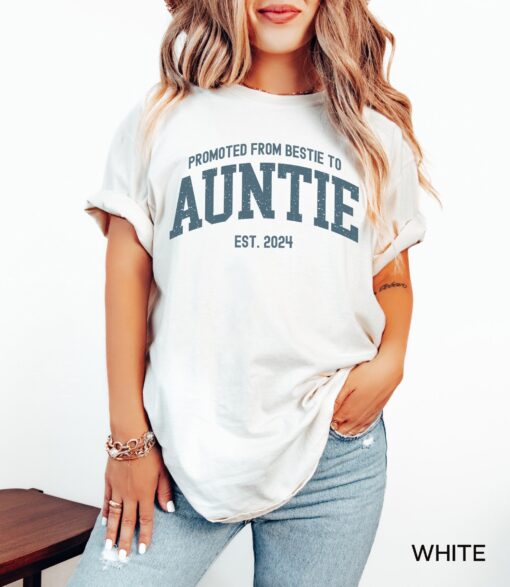 promoted to auntie est 2024 shirt for best friend pregnancy announcement new aunt t shirt gift idea iaqy7