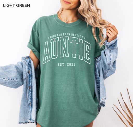 promoted to auntie est 2025 shirt pregnancy announcement gift for best friend cute aunt shirt new aunt gifts tizkc