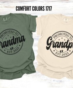 promoted to grandma est 2025 shirt for pregnancy reveal family matching announcement grandparents to be tee bgjar