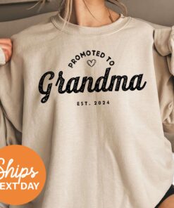 promoted to grandma sweatshirt est 2024 new grandma gift for pregnancy reveal gender reveal unique grandma shirt tejmt