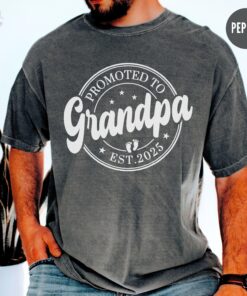 promoted to grandpa t shirt for pregnancy reveal baby announcement est 2025 comfortable grandparents gift tee svgtq