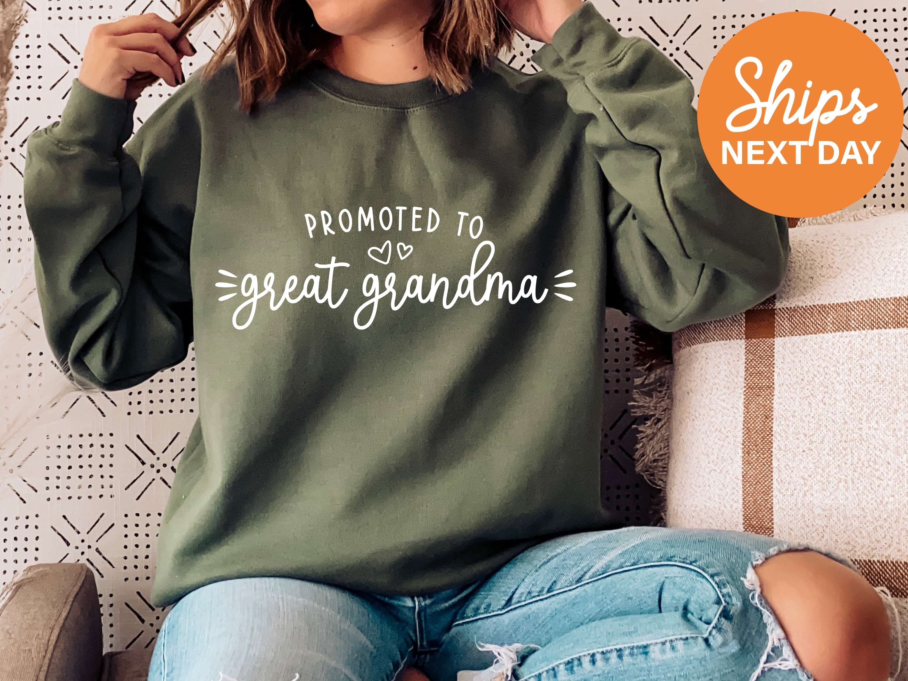 promoted to great grandma sweatshirt for new grandparents pregnancy announcement mothers day gift crewneck 4n4d9 scaled