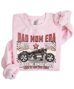 rad mom era shirt caffeine and chaos funny mom t shirt cool mom sweatshirt retro mama hoodie best mom ever apparel ykisy