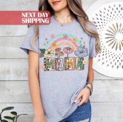 rainbow floral mom shirt cute boho mama t shirt best mom ever gift for mothers day leopard print design adoxv