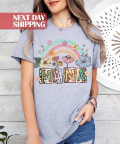 rainbow floral mom shirt cute boho mama t shirt best mom ever gift for mothers day leopard print design adoxv