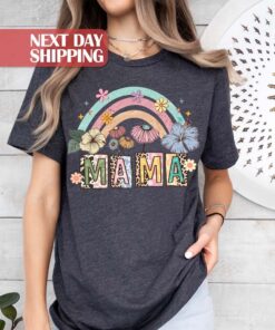 rainbow floral mom shirt cute boho mama t shirt best mom ever gift for mothers day leopard print design igthy