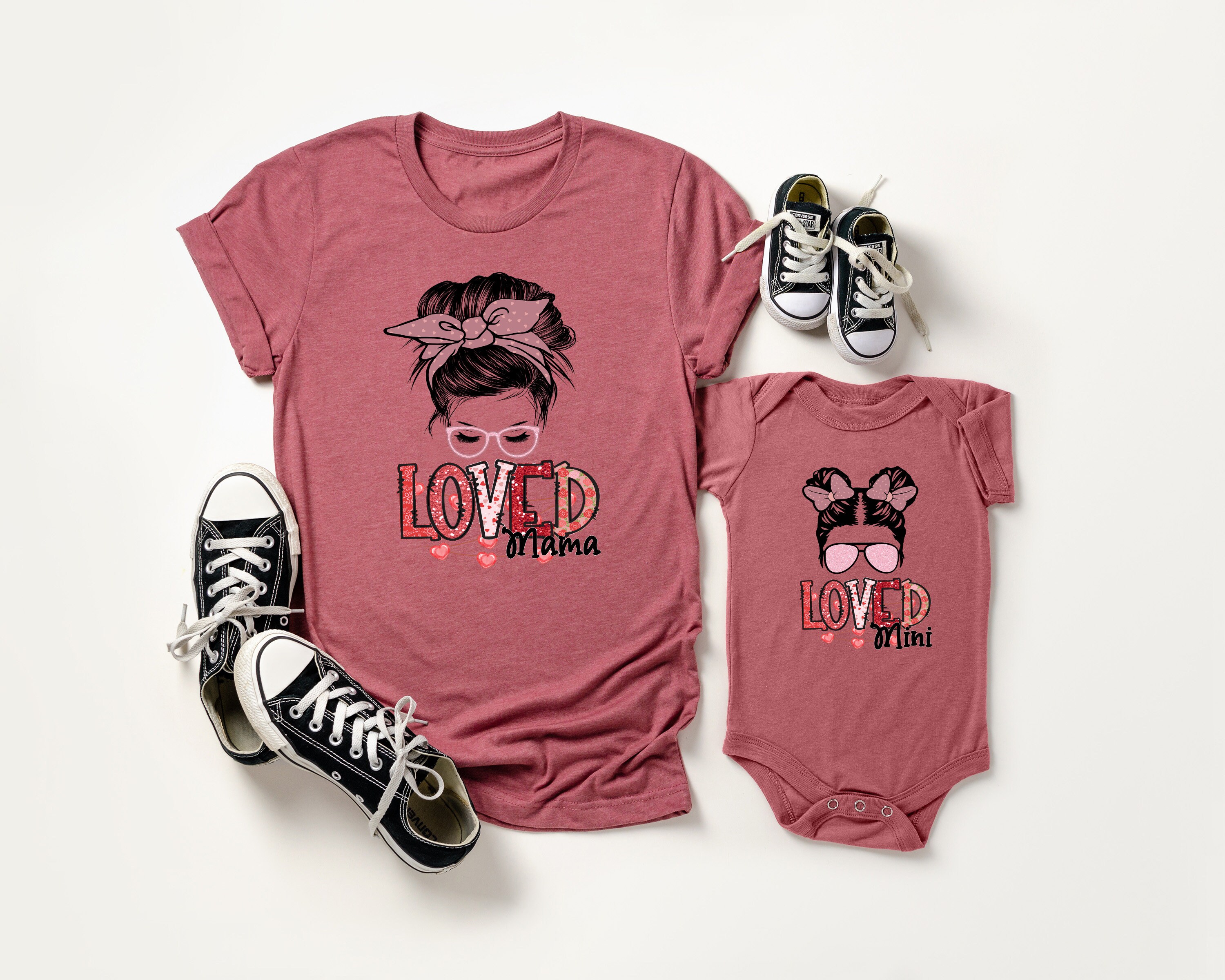 rainbow mama and mini matching valentines shirt for mamas girl cute mom life t shirt for valentines day buik3 scaled