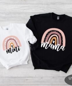 rainbow mama shirt and mini matching shirt set for mom and daughter with heart design rainbow t shirt ukxmx