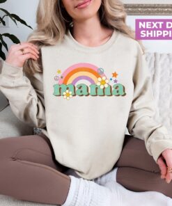 rainbow mama sweatshirt flower mom t shirt retro camp girl birthday shirt vintage wild style for moms 7ehxy