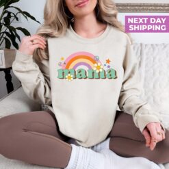 rainbow mama sweatshirt flower mom t shirt retro camp girl birthday shirt vintage wild style for moms 7ehxy scaled