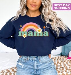 rainbow mama sweatshirt flower mom t shirt retro camp girl birthday shirt vintage wild style for moms gscwl scaled