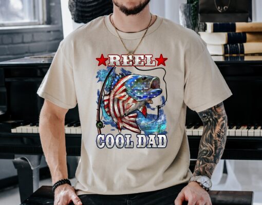 reel cool dad fishing shirt for fathers day american patriot t shirt best dad ever gift for fisherman gdr1n