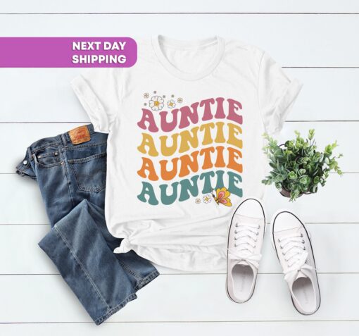 retro auntie shirt for new aunts funny t shirt gift for aunt mothers day unique aunt announcement tee 7aj4q scaled