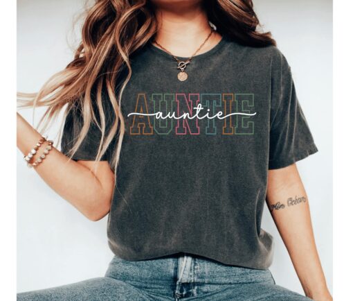 retro auntie shirt for new aunts pregnancy announcement gift unique aunt shirt for pregnancy reveal pvazw