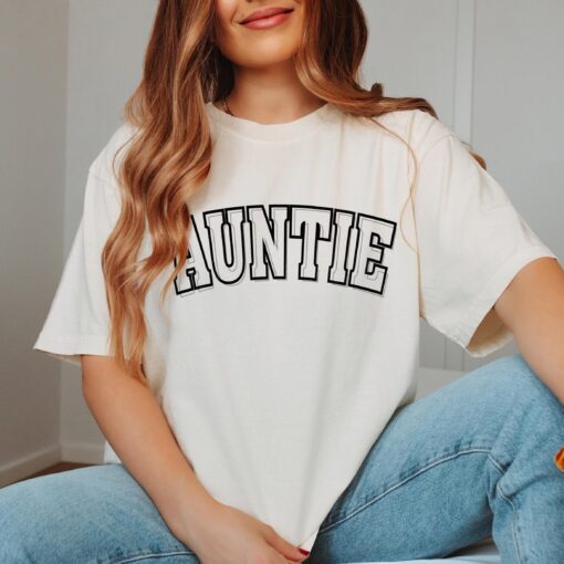 retro auntie shirt for pregnancy announcement new aunt gift cute aunt t shirt unique gift for aunt pregnancy reveal hj9mp