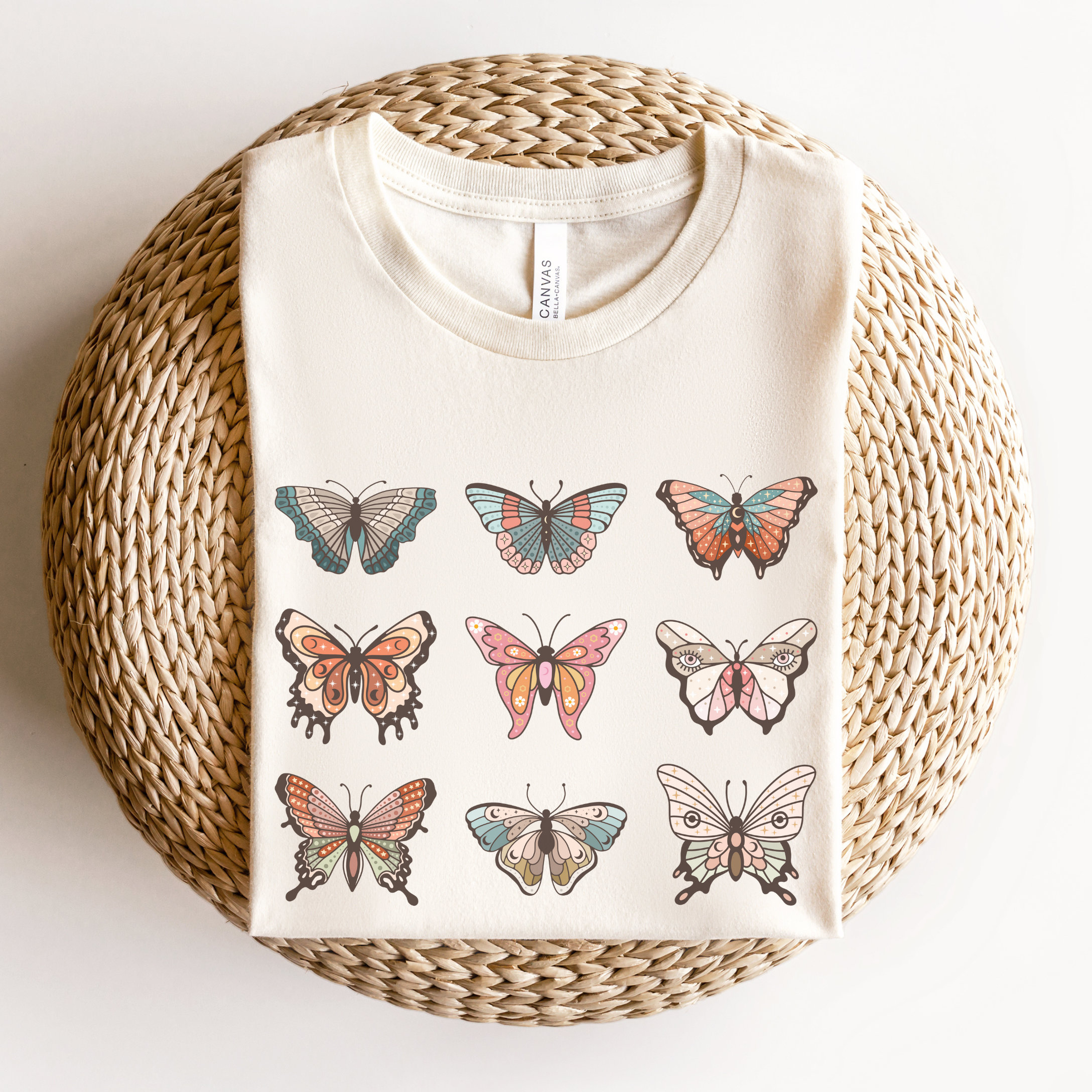 retro butterfly shirt for spring and summer cottagecore aesthetic tee hippie entomology style top